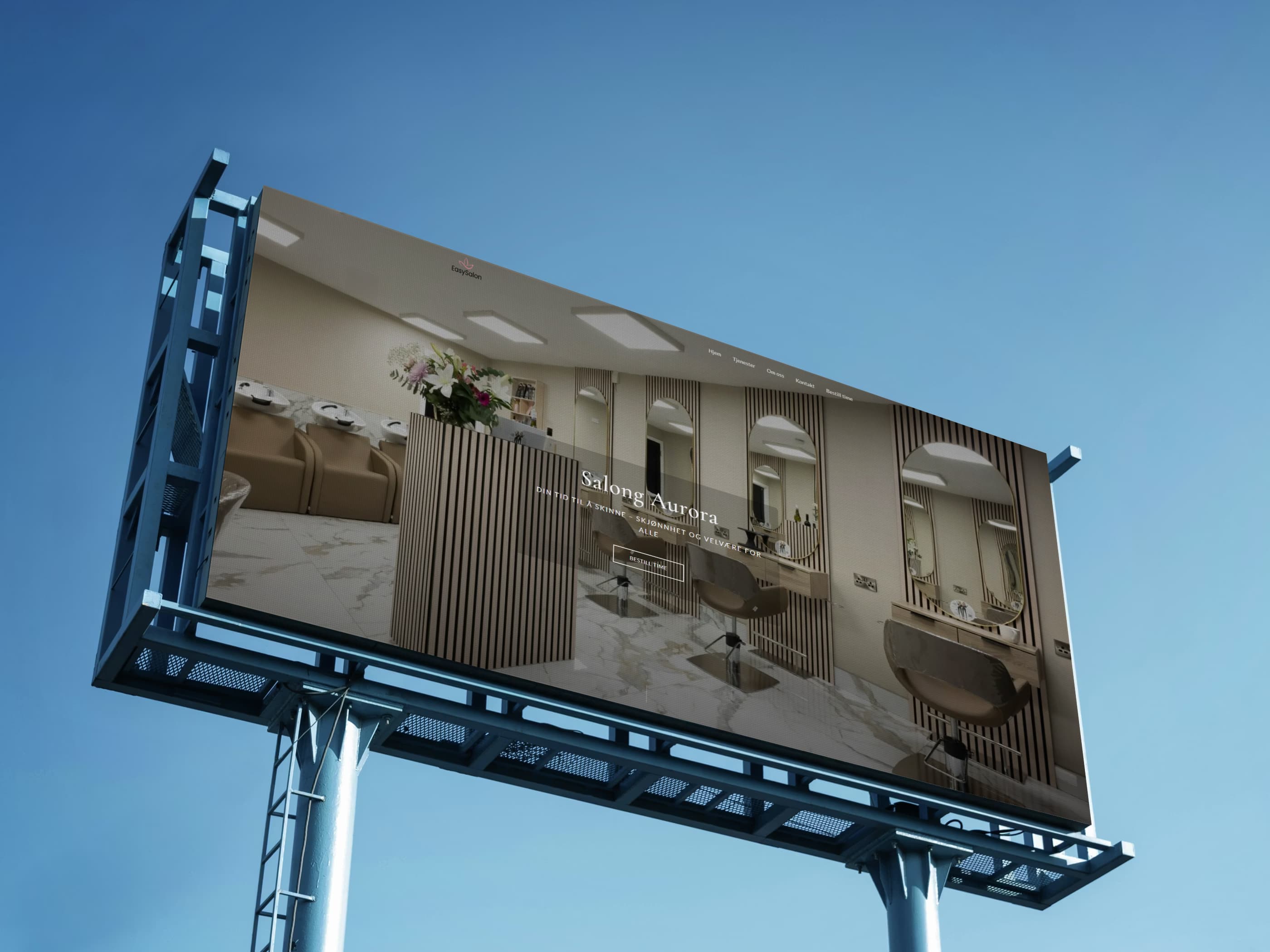 Billboard med profesjonell salong-nettside